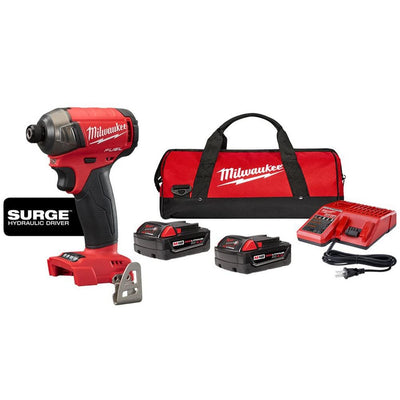 M18 FUEL SURGE 18-Volt Lithium-Ion Brushless Cordless 1/4 in. Impact Driver Kit with Two 4.0 Ah Batteries, Charger & Bag - Super Arbor