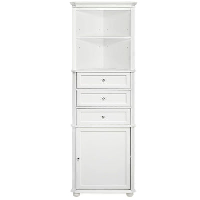 Hampton Harbor 23 in. W x 13 in. D x 67-1/2 in. H Corner Linen Cabinet in White - Super Arbor