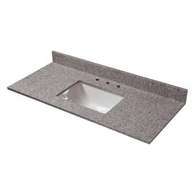 49 in. Granite Vanity Top in Napoli with White Sink and 8 in. Faucet Spread - Super Arbor