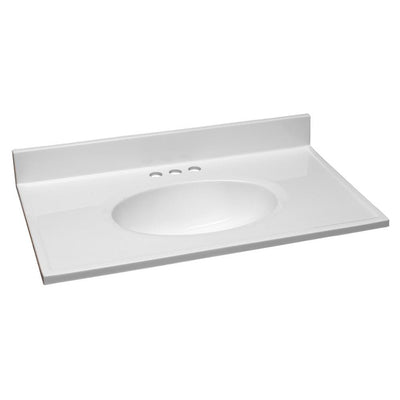 31 in. W x 19 in. D Cultured Marble Vanity Top in Solid White with Solid White Basin with 4 in. Faucet Spread - Super Arbor