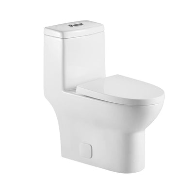 1-Piece Dual Flush 1.2 GPF/0.88 GPF High Efficiency Skirted Toilet Round Bowl All-in-One Toilet in White Seat Included - Super Arbor