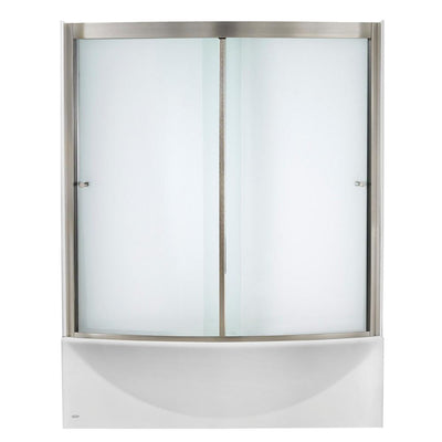 Ovation 60 in. x 58 in. Framed Sliding Tub/Shower Door in Satin Nickel - Super Arbor