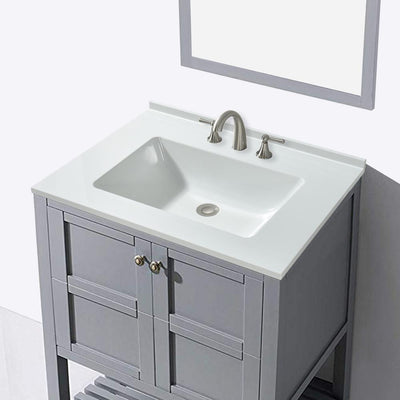 Oakham 25 in. W x 19 in. D Single Basin Solid Surface Vanity Top in Gloss White with Integrated White Basin - Super Arbor