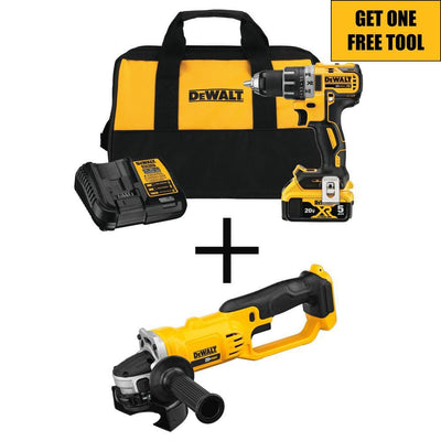 20-Volt MAX XR Cordless Brushless 1/2 in. Drill/Driver Kit with FREE 20-Volt Cordless 4-1/2 to 5 in. Grinder - Super Arbor