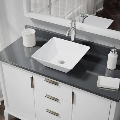 Porcelain Vessel Sink in White with 7001 Faucet and Pop-Up Drain in Chrome - Super Arbor