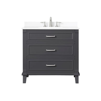 Pinestream 36 in. W x 22 in. D Bath Vanity in Dark Charcoal with Cultured Stone Vanity Top in White with White Basin - Super Arbor