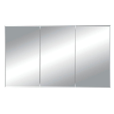 Horizon 48 in. W x 28-1/4 in. H x 5 in. D Frameless Tri-View Recessed Bathroom Medicine Cabinet in White - Super Arbor