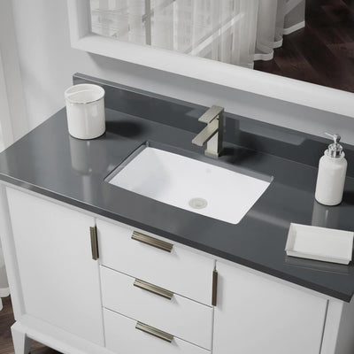 Undermount Porcelain Bathroom Sink in White with Pop-Up Drain in Brushed Nickel - Super Arbor