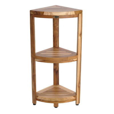 EarthyTeak Oasis 12 in. 3-Tier Teak Corner Shelf - Super Arbor