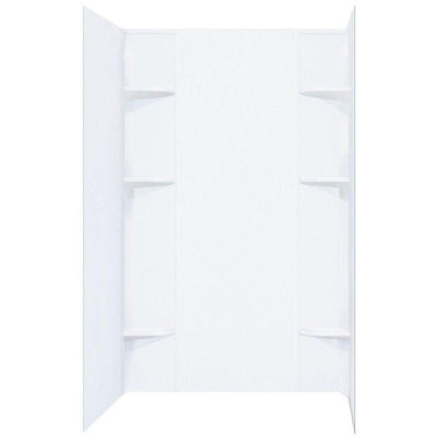 Durawall 40 in. x 60 in. x 71-1/2 in. 5-Piece Easy Up Adhesive Alcove Shower Surround in White - Super Arbor