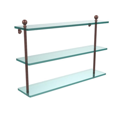 Mambo 22 in. L  x 15 in. H  x 5 in. W 3-Tier Clear Glass Bathroom Shelf in Antique Copper - Super Arbor