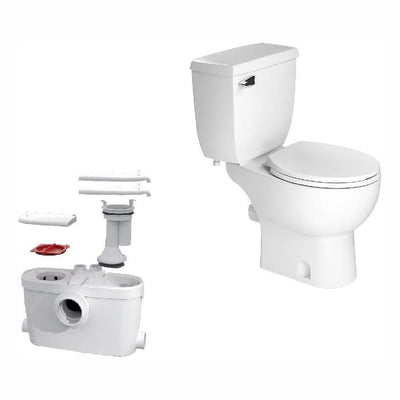 SaniAccess3 2-Piece 1.280 GPF Single Flush Round Toilet with .5 HP Macerating Pump in White - Super Arbor