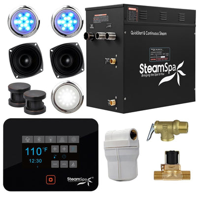 Black Series Bluetooth 12kW QuickStart Steam Bath Generator Package in Oil Rubbed Bronze - Super Arbor