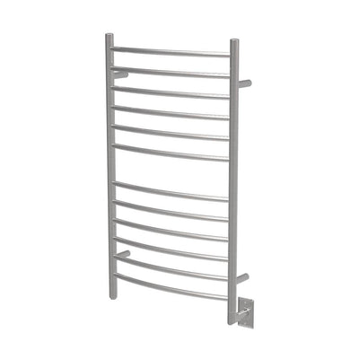 Radiant Large Curved 12-Bar Electric Towel Warmer in Brushed Stainless Steel - Super Arbor