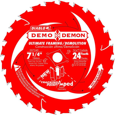 7-1/4 in. 24-Teeth Demo Demon Tracking Point Amped Saw Blade - Super Arbor