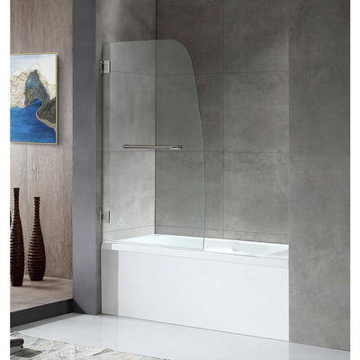 Vensea Series 34 in. x 58 in. Frameless Hinged Bathtub Door in Chrome - Super Arbor