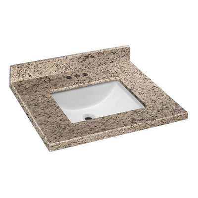 25 in. W x 19 in. D Granite Vanity Top in Giallo Ornamental with White Single Trough Sink - Super Arbor