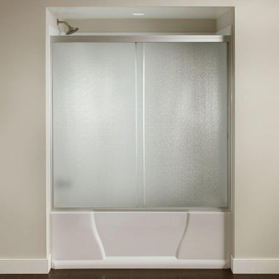 60 in. x 56-3/8 in. Framed Sliding Bathtub Door Kit in Silver with Pebbled Glass - Super Arbor