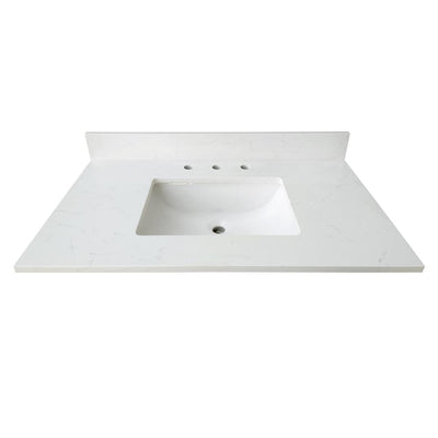 49 in. W x 22 in. D x 0.75 in. H Quartz Vanity Top in Carrara White with White Basin - Super Arbor