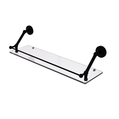 Prestige Regal 30 in. Floating Glass Shelf with Gallery Rail in Matte Black - Super Arbor