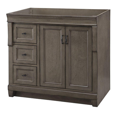 Naples 36 in. W Bath Vanity Cabinet Only in Distressed Grey with Left Hand Drawers - Super Arbor