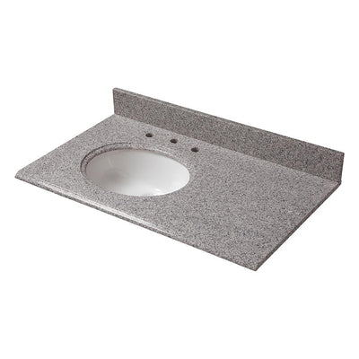 37 in. W Granite Vanity Top in Napoli with Offset Left Bowl and 8 in. Faucet Spread - Super Arbor