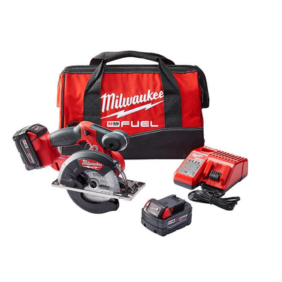 M18 FUEL 18-Volt Lithium-Ion Brushless Cordless Metal Cutting 5-3/8 in. Circular Saw Kit w/ (2) 5.0Ah Batteries, Charger - Super Arbor