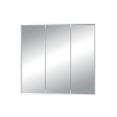 Horizon 36 in. W x 28-1/4 in. H x 5 in. D Frameless Tri-View Recessed Bathroom Medicine Cabinet in White - Super Arbor