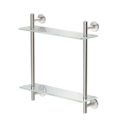 Latitude II 17 in. W 2-Tier Glass Shelf in Satin Nickel - Super Arbor