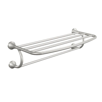 Eva 10 in. L x 7 in. H x 26 in. W Zinc Hotel-Style Bathroom Shelf in Brushed Nickel - Super Arbor