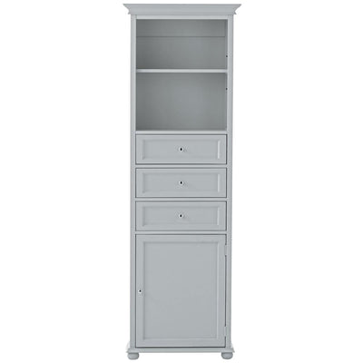 Hampton Harbor 22 in. W x 10 in. D x 67-1/2 in. H Linen Storage Cabinet in Dove Grey - Super Arbor