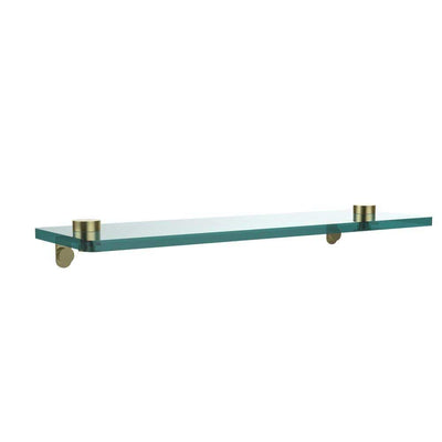 16 in. L x 2 in. H x 5 in. W Clear Glass Vanity Bathroom Shelf in Satin Brass - Super Arbor