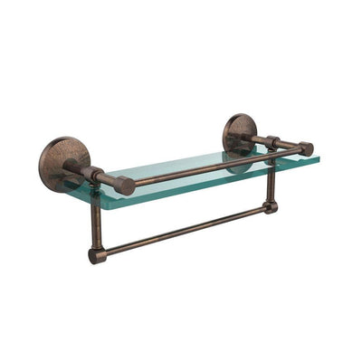 Monte Carlo 16 in. L  x 5 in. H  x 5 in. W Clear Glass Bathroom Shelf with Towel Bar in Venetian Bronze - Super Arbor