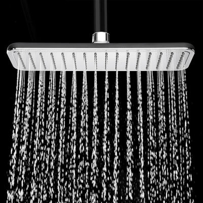 1-Spray 13.75 in. Single Wall Mount Fixed Rain Shower Head in Black Chrome - Super Arbor