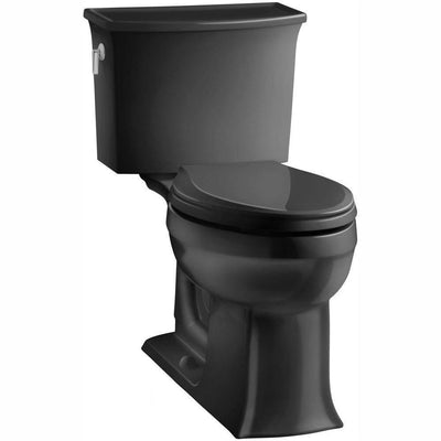 Archer Comfort Height 2-piece 1.28 GPF Single Flush Elongated Toilet with AquaPiston Flushing Technology in Black Black - Super Arbor