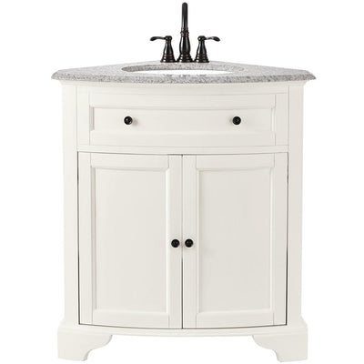 Hamilton 31 in. W x 23 in. D Corner Bath Vanity in Ivory with Granite Vanity Top in Grey - Super Arbor