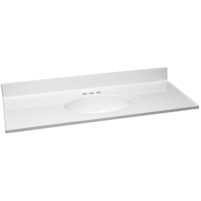 49 in. W x 22 in. D Cultured Marble Vanity Top in Solid White with Solid White Basin - Super Arbor