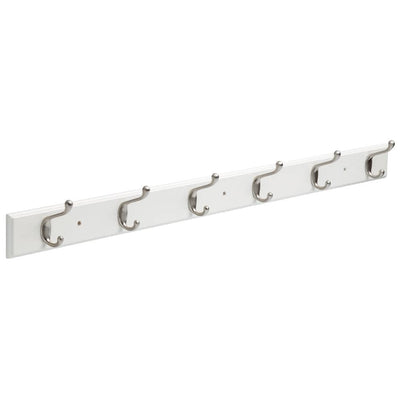 45 in. White and Satin Nickel Heavy Duty Hook Rack - Super Arbor