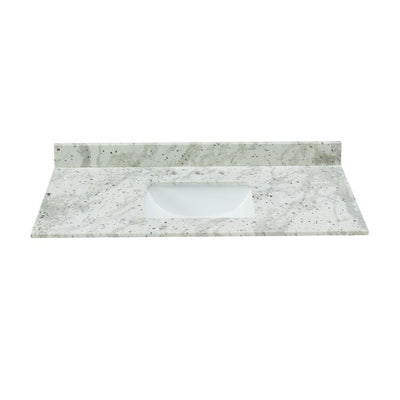 49 in. W x 22 in. D x .75 H Granite Vanity Top in Glacier White with White Basin - Super Arbor