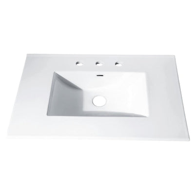 31 in. x 22 in. Vitreous China Vanity Top with Rectangular Bowl in White - Super Arbor