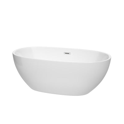 Juno 5.3 ft. Acrylic Flatbottom Non-Whirlpool Bathtub in White with Polished Chrome Trim - Super Arbor