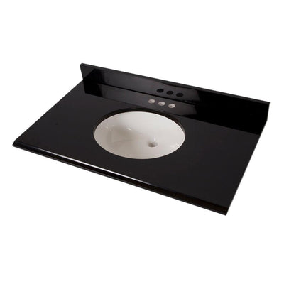 37 in. x 22 in. Colorpoint Vanity Top in Black with White Bowl - Super Arbor