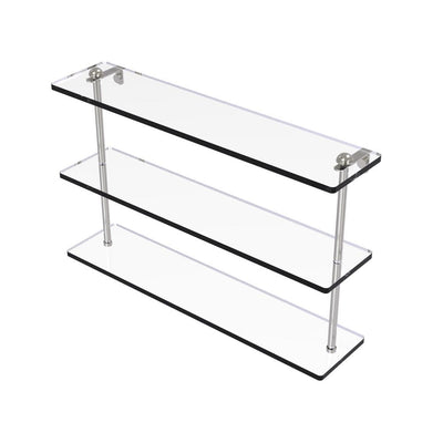 22 in. Triple Tiered Glass Shelf in Satin Nickel - Super Arbor