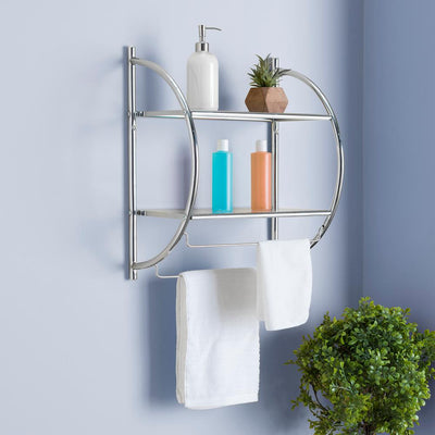 10 in. W Hanging Steel 2-Tier Shelf in Chrome - Super Arbor