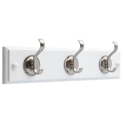 14 in. White and Satin Nickel Hook Rack - Super Arbor