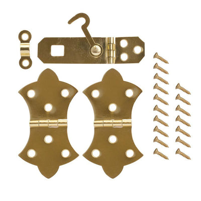 Bright Brass Decorative Hinges and Hasp Kit - Super Arbor