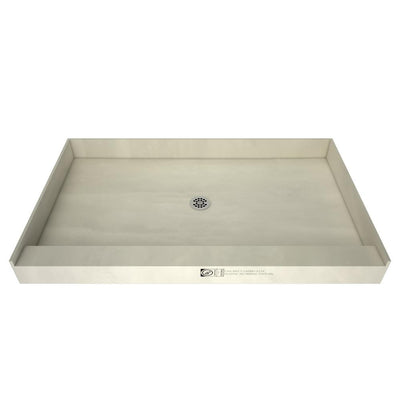 Redi Base 48 in. x 60 in. Single Threshold Shower Base with Center Drain and Polished Chrome Drain Plate - Super Arbor