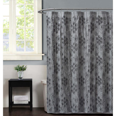 Pretty Petals 72 in. Grey Shower Curtain - Super Arbor