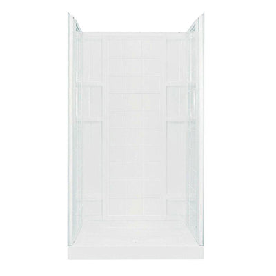 Ensemble 35-1/4 in. x 72-1/2 in. 2-Piece Direct-to-Stud Alcove Shower End Wall Set in White - Super Arbor