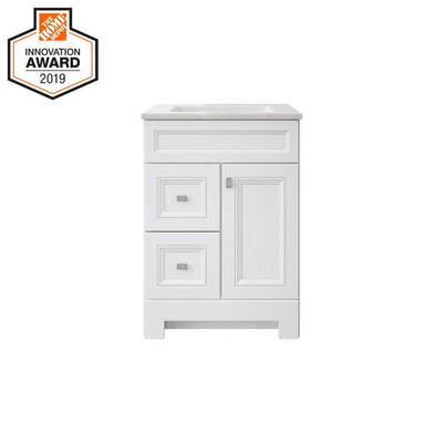 Sedgewood 24-1/2 in. W Bath Vanity in White with Solid Surface Technology Vanity Top in Arctic with White Sink - Super Arbor